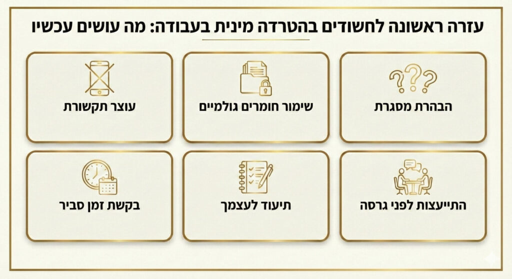 עזרה ראשונה לחשודים בהטרדה מינית בעבודה